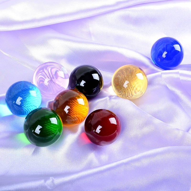 LONGWIN 8pcs Multicolor 40mm(1.6inch) Crystal Solid Ball Glass Sphere Gemstones Vase Fillers Fish Tank Decorations - Image 2